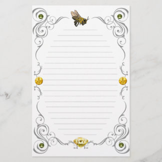 Scroll Honey Bee Lined Stationery