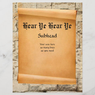 Scroll on stone wall mediaeval proclamation