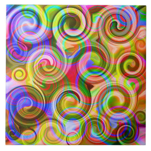 Scroll Pastel geometrical abstract Ceramic Tile