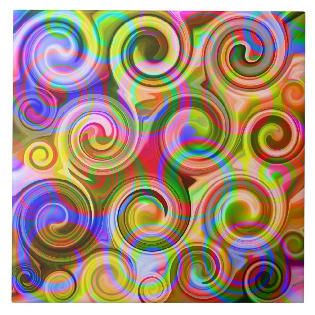 Scroll Pastel geometrical abstract  Ceramic Tile (Front)
