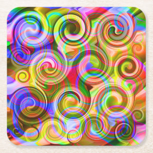 Scroll Pastel geometrical abstract Square Paper Coaster