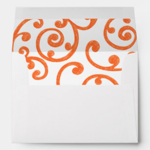 Scroll Pattern Orange Envelopes