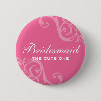 Scroll pink wedding name tag badge pin button