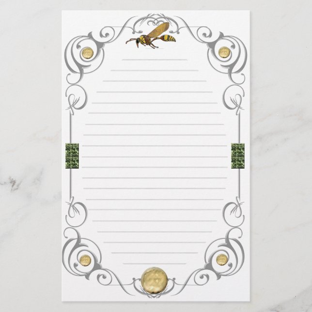 Scroll Potter Wasp Lined Stationery (Front)