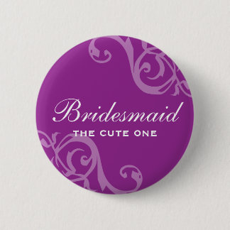 Scroll purple wedding name tag badge pin button