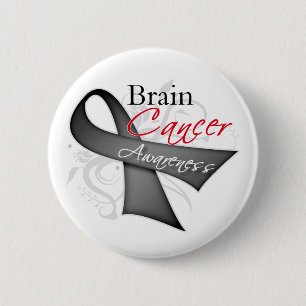 Scroll Ribbon Brain Cancer Awareness 6 Cm Round Badge