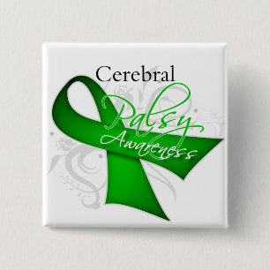 Scroll Ribbon - Cerebral Palsy Awareness 15 Cm Square Badge