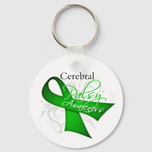Scroll Ribbon - Cerebral Palsy Awareness Key Ring