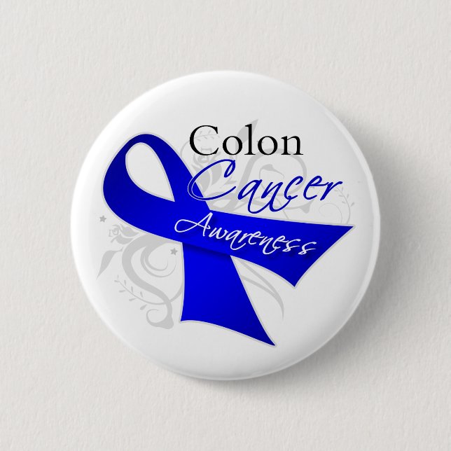 Scroll Ribbon Colon Cancer Awareness 6 Cm Round Badge (Front)