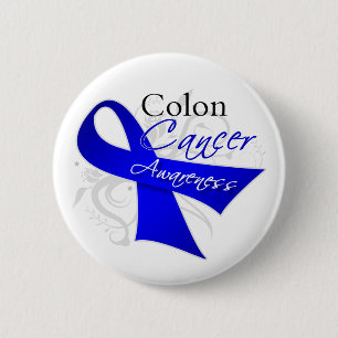 Scroll Ribbon Colon Cancer Awareness 6 Cm Round Badge