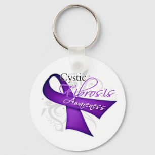 Scroll Ribbon - Cystic Fibrosis Awareness Key Ring