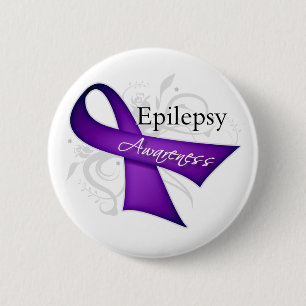 Scroll Ribbon - Epilepsy Awareness 6 Cm Round Badge