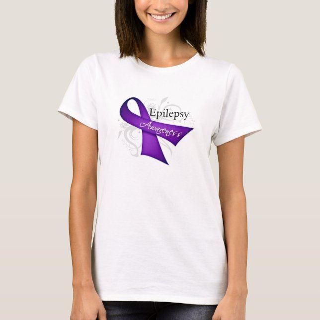 Scroll Ribbon - Epilepsy Awareness T-Shirt (Front)
