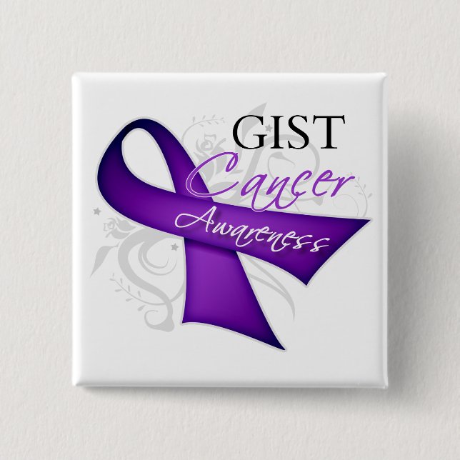 Scroll Ribbon GIST Cancer Awareness 15 Cm Square Badge (Front)