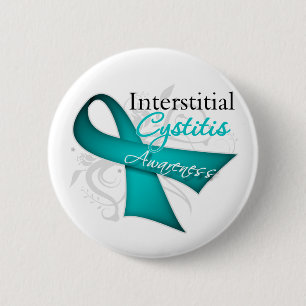 Scroll Ribbon Interstitial Cystitis Awareness 6 Cm Round Badge