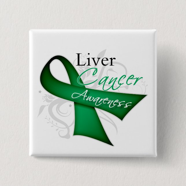 Scroll Ribbon Liver Cancer Awareness 15 Cm Square Badge (Front)