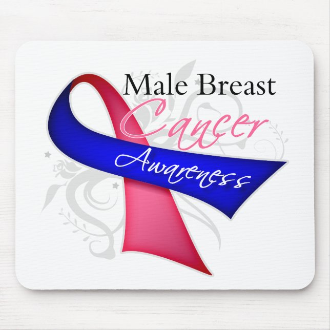 Scroll Ribbon Male Breast Cancer Awareness Mouse Pad (Front)