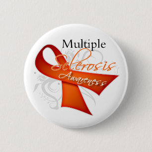 Scroll Ribbon - Multiple Sclerosis Awareness 6 Cm Round Badge
