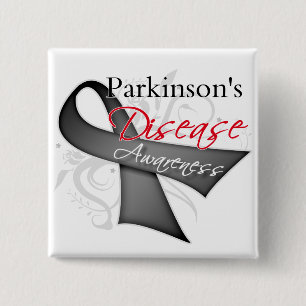 Scroll Ribbon - Parkinson's Disease Awareness 15 Cm Square Badge