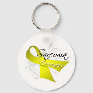 Scroll Ribbon Sarcoma Awareness Key Ring