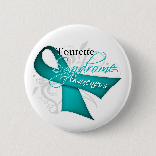 Scroll Ribbon - Tourette Syndrome Awareness 6 Cm Round Badge (Front)