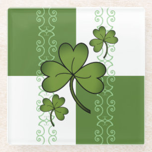 Scroll & Shamrock Glass Coaster