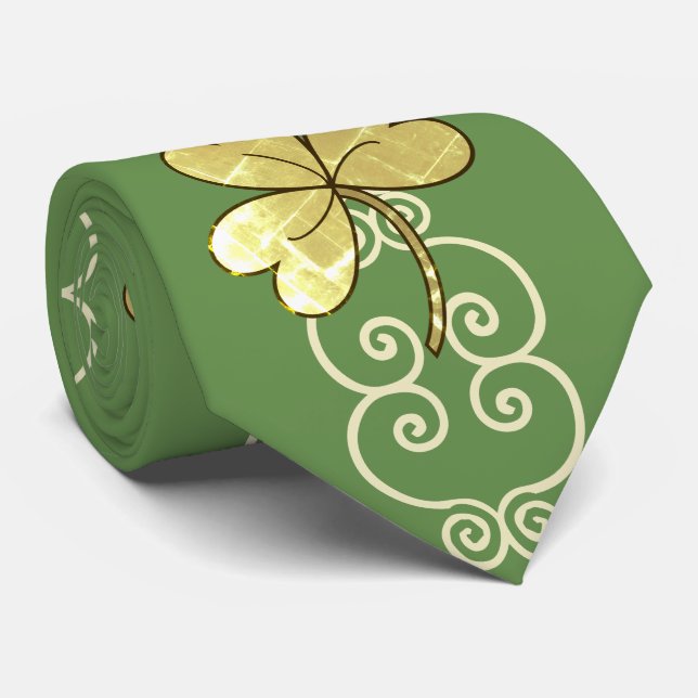 Scroll & Shamrock Men's Tie No 2 (Rolled)