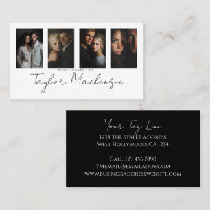 Scroll Typography 4 Photo Template Personalized Business Card