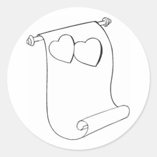 Scroll With Hearts Classic Round Sticker