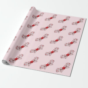 Scrolled Hearts Romantic Wrapping Paper