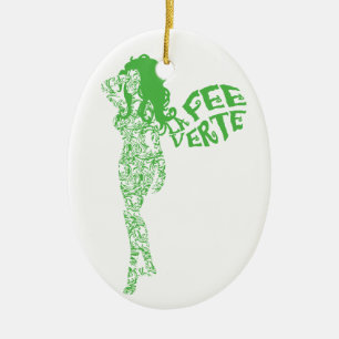 Scrolled La Fee Verte Ceramic Ornament