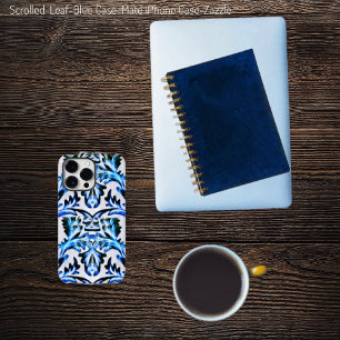 Scrolled Leaf Blue Case-Mate iPhone 14 Pro Max Case