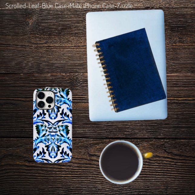 Scrolled Leaf Blue Case-Mate iPhone Case (Creator Uploaded)