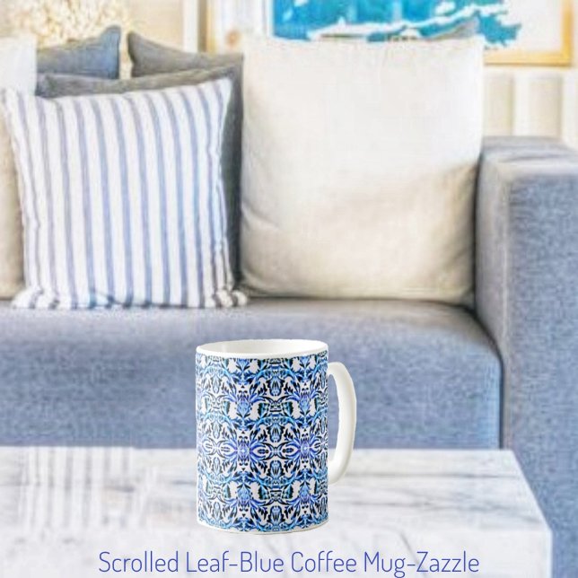 Scrolled Leaf Blue Coffee Mug (Creator Uploaded)