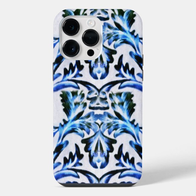 Scrolled Leaf Blue iPhone Case (Back)