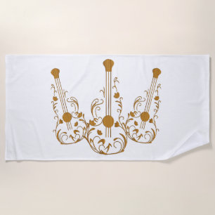 Scrolled Wood Guitars Beach Towel