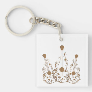 Scrolled Wood Guitars Key Ring