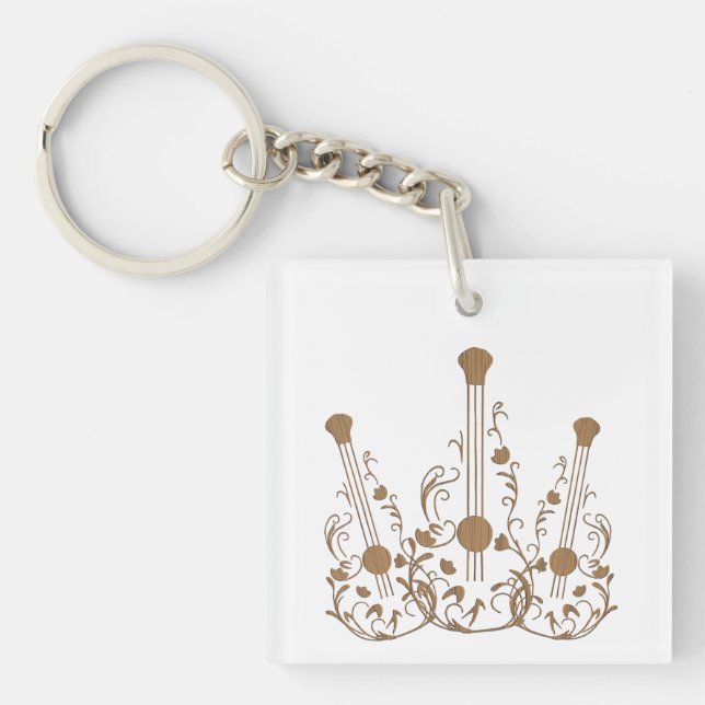 Scrolled Wood Guitars Key Ring (Front)