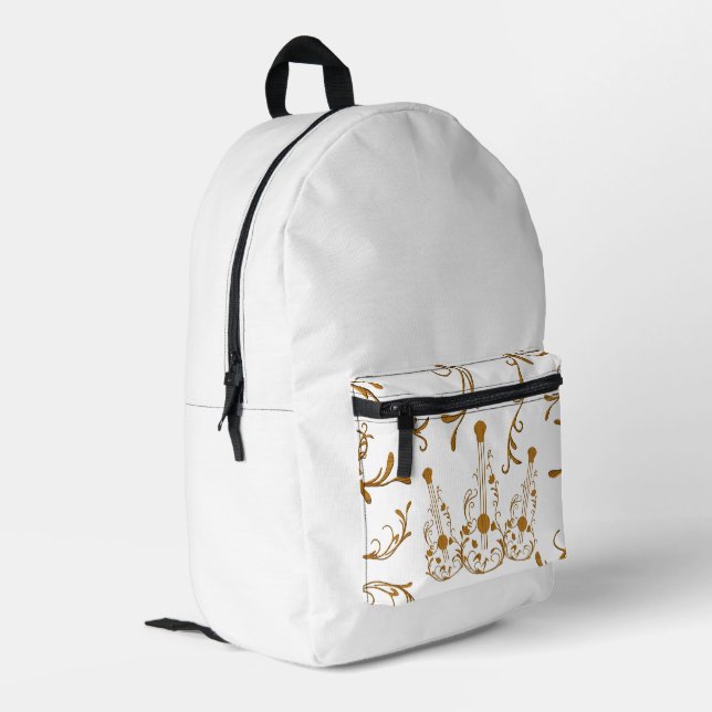 Scrolled Wood Guitars Printed Backpack (Back Corner Left)