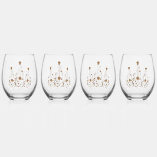 Scrolled Wood Guitars Stemless Wine Glass