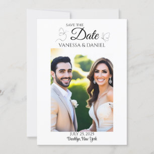 Scrolling Butterfly Save The Date Photo Card