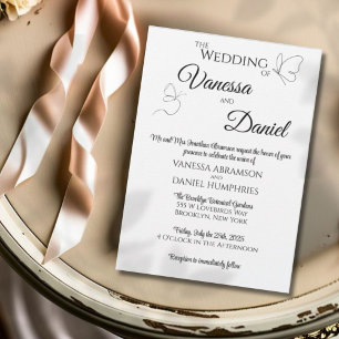 Scrolling Butterfly Wedding Invitation