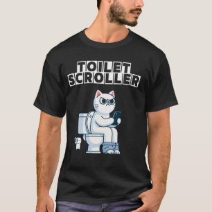 Scrolling Cat on Toilet, Humour Cat Lovers, Toilet T-Shirt