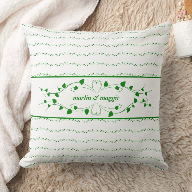 Scrolling Hearts Monogrammed Cushion (Blanket)