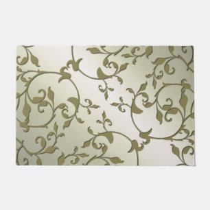 Scrolling Leaves in Olive Doormat