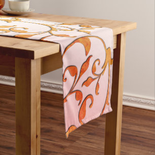 Scrolling Leaves Pink Hues Medium Table Runner