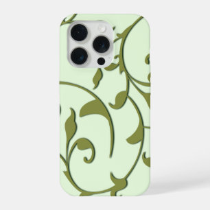 Scrolling Olive Leaves iPhone 15 Pro Case
