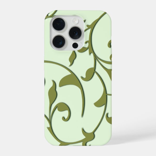 Scrolling Olive Leaves iPhone Case (Back)