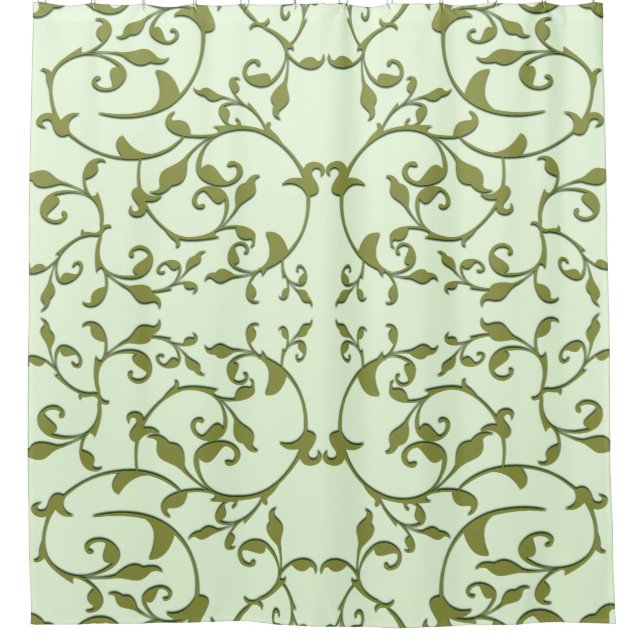 Scrolling Olive Leaves Shower Curtain (Front)
