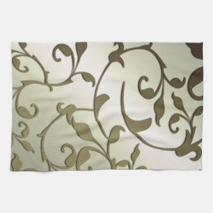 Scrolling Olive Leaves Tea Towel